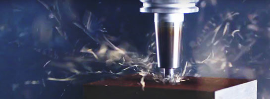 Close-up name of a milling cutter in action